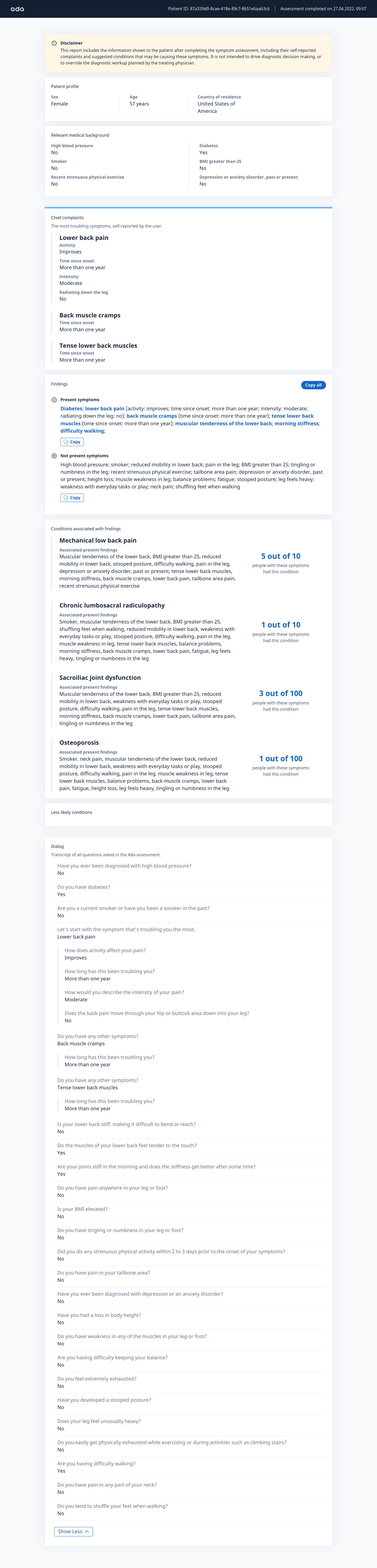 individual hcp report view